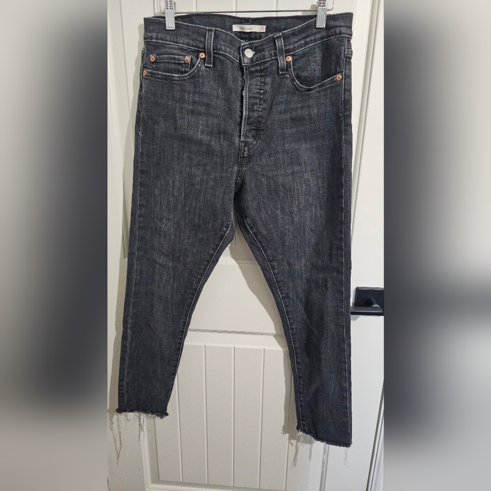 Levi's Women's Wedgie Skinny Jeans in Dark Gray With Button Fly